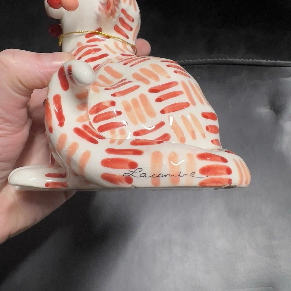 2004‎ Whimsiclay Cat By Amy Lacombe #86166 MAMBO Coral Orange Stripes